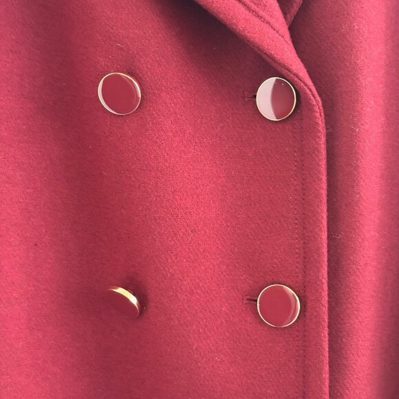 Kate Spade NY Wool Blend Double Breasted Long Coat Deep Lipstick Red XL Women - Picture 3 of 11